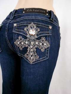   Bootcut Jeans Embroidered Crystal Ivy Cross Stretch1,3,5,7,9,11,13