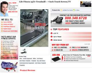 Life Fitness 95Te Treadmill – 7 Inch Touch Screen +TV   Free Floor 