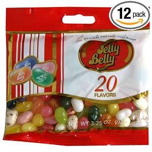 Jelly Belly Jelly Beans, 20 Flavors, 3.25 Ounce Bags (Pack of 12 