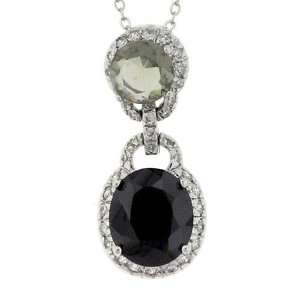  Timeless 2 stone Pendant w/Smoky & Black CZs Alljoy 