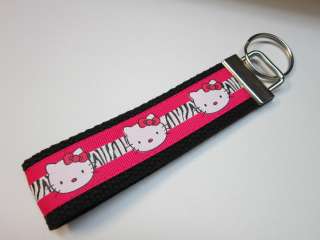 Zebra Print Hello Kitty Wristlet Key Chain Key Fob Great For Gifts 