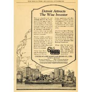 1926 Ad Mortgage Bond Investor Michigan Banking Ship   Original Print 