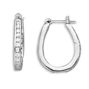  In Out Hoop Click Rhodium Over Sterling Silver Channel Set 