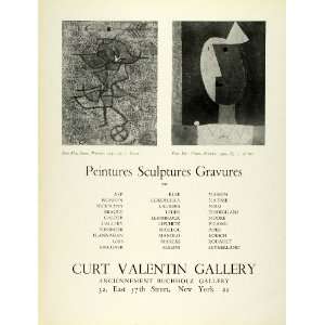  1953 Ad Curt Valentin Gallery Paul Klee Diane Clown Arp 