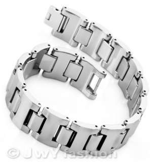 11 Inch MENS Silver Tungsten Carbide Bracelet Cuff Bangle Hand Chain 