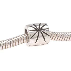  Sterling Silver Starburst Tube Bead   Fits Pandora   8mm 