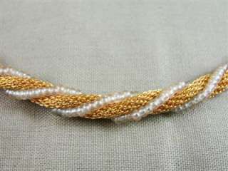 Elegant Vtg Crown Trifari Mesh Rope Necklace w/Beads  