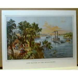 Low Water in the Mississippi by Currier & Ives 15x11 Vintage Portfolio 