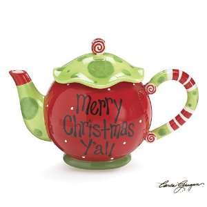  Merry Christmas Yall Ceramic Teapot  