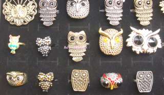 Wholesale 18pcs NEW Fashion Charm Mixed Owl Rings  