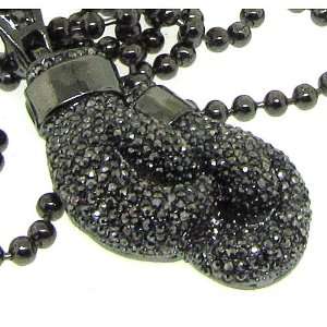  Mens new Gunmetal boxing glove chain necklace Jewelry