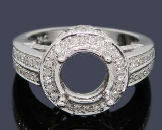 Round 8mm Solid 14kt WG Gold 0.70Ct Diamond Mount Ring  