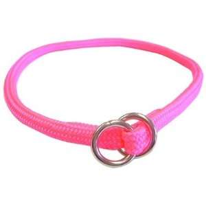 Hamilton Round Braided Choke Nylon Dog Collar   Hot Pink   3/16 x 14 