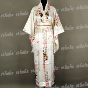 Deluxe Kimono Robe Yukata Japanese Dress w/ Obi E6CR1H  