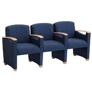  Fabric Three Seater with Center Arms Avon Gray/Mahogany 