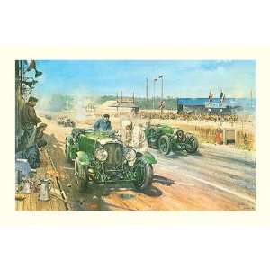  Bentleys at Le Mans, 1929 by T. Cuneo 36x24