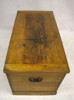   CAMPAIGN MILITARY SOLID ELM BLANKET BOX 19TH CENTURY LARGE  