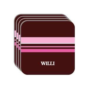 Personal Name Gift   WILLI Set of 4 Mini Mousepad Coasters (pink 