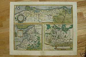 Poland Lithuania Latvia Estonia old map Ortelius c.1590  
