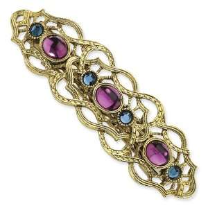  Blue and Dark Purple Crystal Filigree Barrette 1928 Jewelry Jewelry
