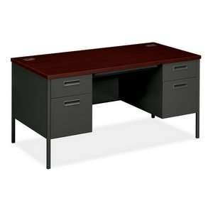  Double Pedestal Desk, 60x30x29 1/2, Light Gray