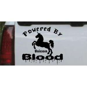 Black 22in X 24.2in    Powered By Unicorn Blood Funny Car Window Wall 