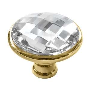 Swarovski Clear Crystal Pull Knob, 1.77 inch by 1.42 inch, Gold Finish 