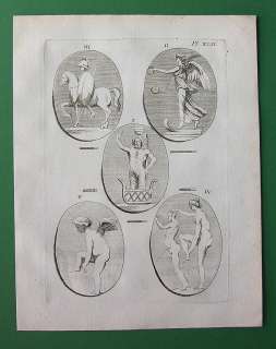 1759 ANTIQUE PRINT   ROMAN ANTIQUITIES Satyr Cupid Muse  
