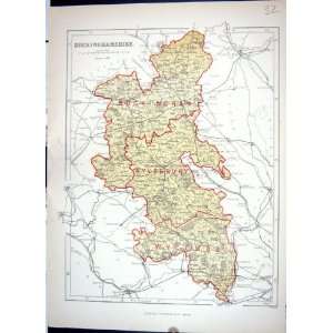   Map 1886 Buckinghamshire Aylesbury Wycombe England