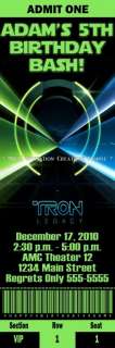 Tron Legacy Movie Birthday Party Tickets Invitations  