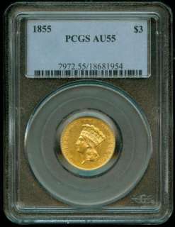 1855 P~PCGS AU55 NICE TYPE COIN  