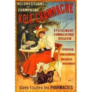  KOLA CHAMPAGNE GIRL DRINKING WITH DOGS FRANCE FRENCH SMALL 