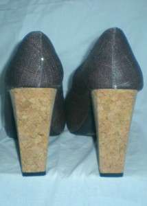 DELIAS Peep Toe Platform Heels Cork Heel SEXXY SZ 7.5  