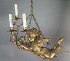 18th 19th century iron wood electrified chandelier  