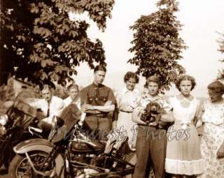1940 Harley Davidson Motorcycle and Rider Photo 4  