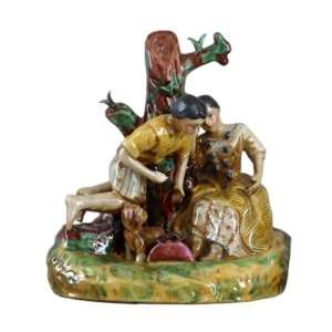  Staffordshire Style Picnicking Statue and Sculpture, 9 x 8 
