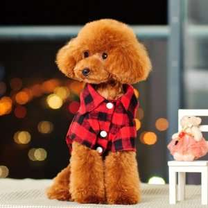  Spring Summer Pet Puppy Doggie Clothes Red Checked Shirt 