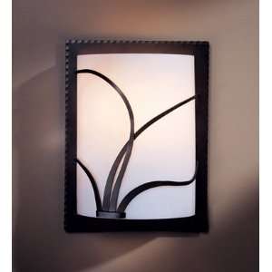   Light Wall Sconce with Forged Reeds Positioned on Left