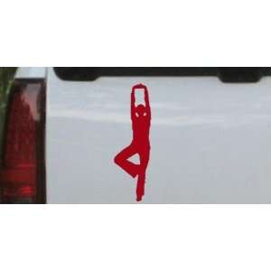 Yoga Pose Silhouettes Car Window Wall Laptop Decal Sticker    Red 52in 
