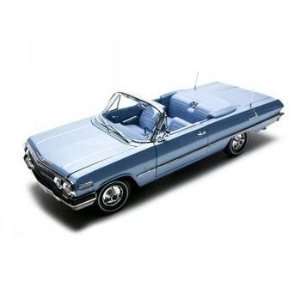 1963 Chevrolet Impala Convertible Blue 118 Diecast Model 