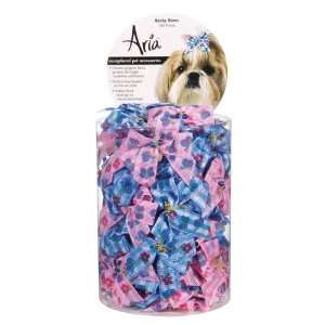 Aria Poly Ribbon Becky Dog Bows Canisters, 2 Inch, 100 Pack, Pink and 