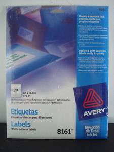 500 (1pk) Avery Ink Jet White 1x4 Address Labels 8161  