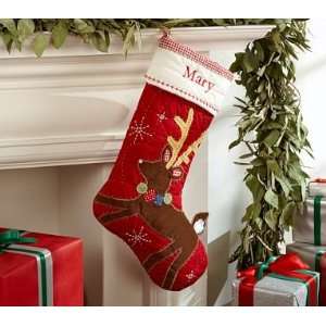  Pottery Barn Kids Quilted Reindeer Stocking