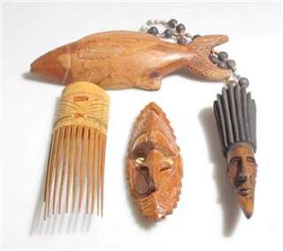GROUP OF VINTAGE PACIFIC CARVED OBJECTS NEW GUINEA FIJI  