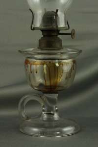 Antique Clear Glass Lomax Finger Oil Saver Lamp Chimney Patent 