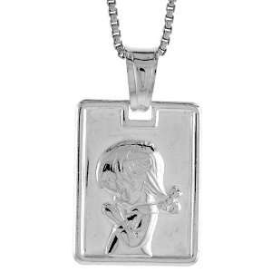 925 Sterling Silver Girl Pendant (NO Chain Included), Made in Italy. 5 