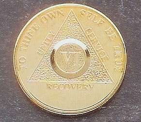 ALCOHOLIC RECOVERY CHIP YEARLY GOLD PLATED COIN TOKEN  