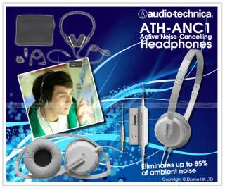 Audio Technica ATH ANC1 QuietPoint Noise cancelling Headphones White 
