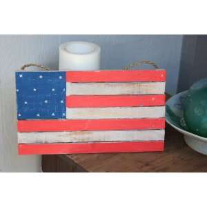 Wooden U.S.A Flag on Planks 14   Americana Decor 