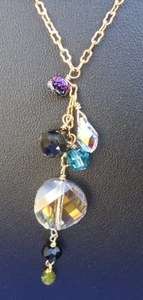 HOLLY YASHI Beautiful Jubilee Y Crystal and Dichroic Necklace Pendant 